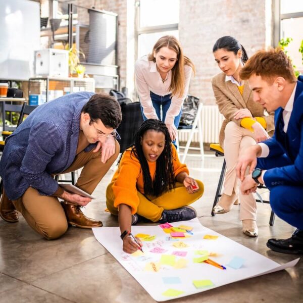 business team working in a start up office